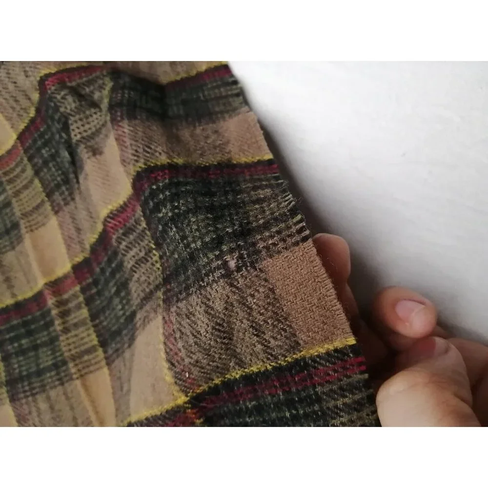 Vintage Burdines German Scarf Plaid Brown Black Red 11.5